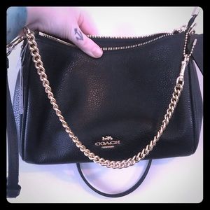 Black Coach Purse with Gold Chain